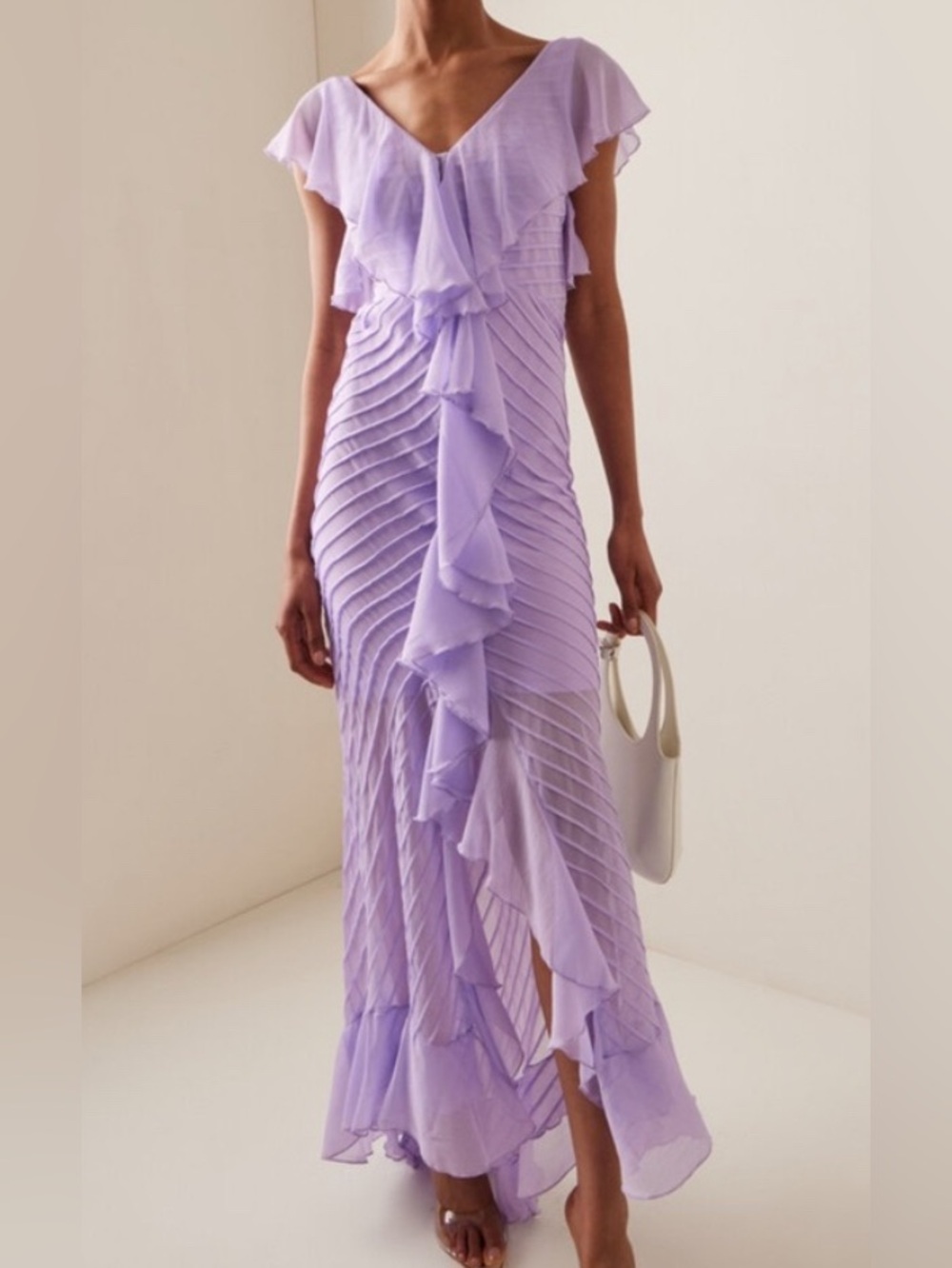 New DE LA VALI macaroon maxi ruffle dress blue